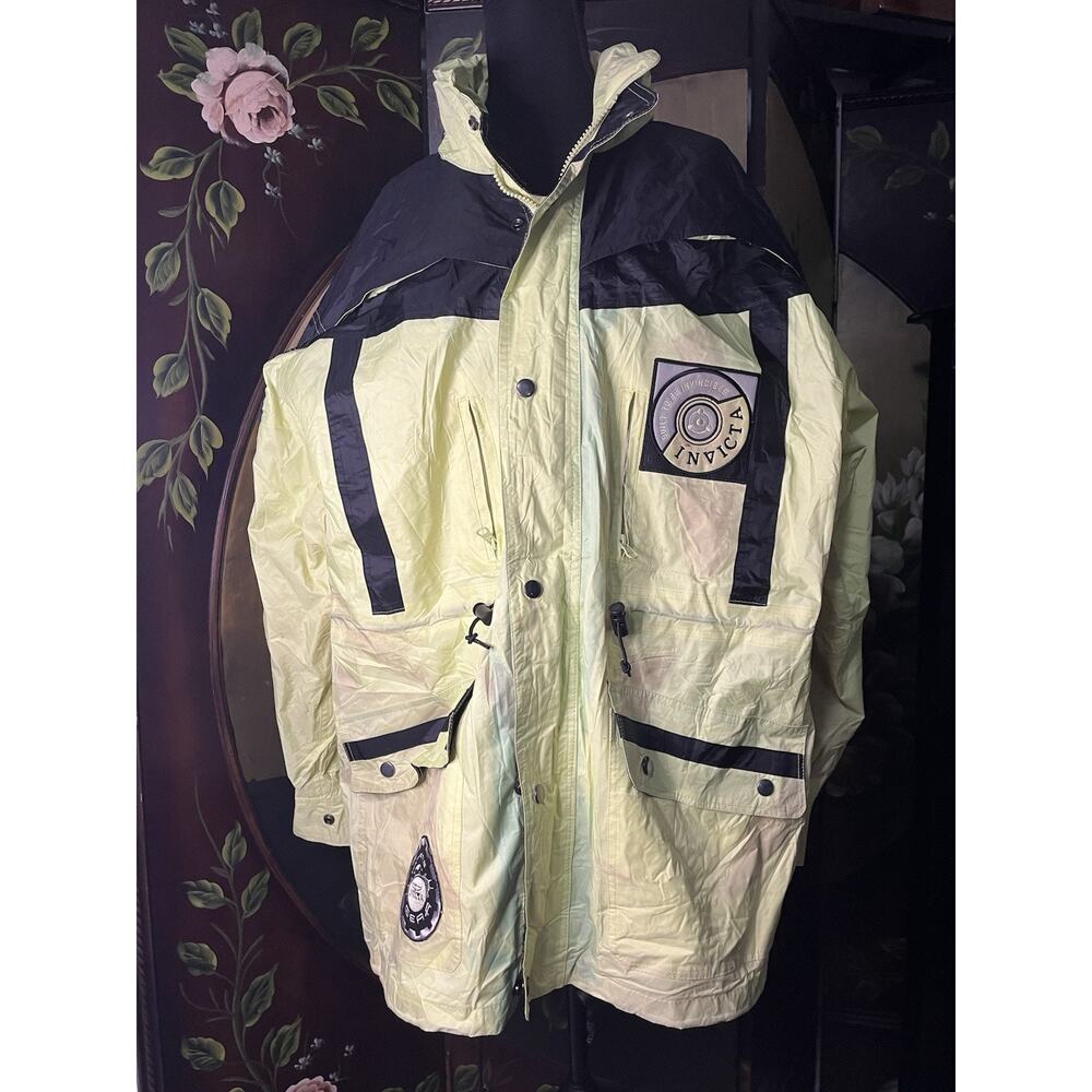 Invicta Yellow Black Hooded Jacket Colorblock Long Sleeve Size L